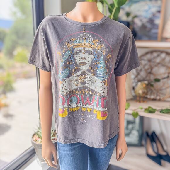 Lucky Brand, Embellished Bowie Studded Boyfriend Nine Iron Tee, Women's Medium - Picture 1 of 9